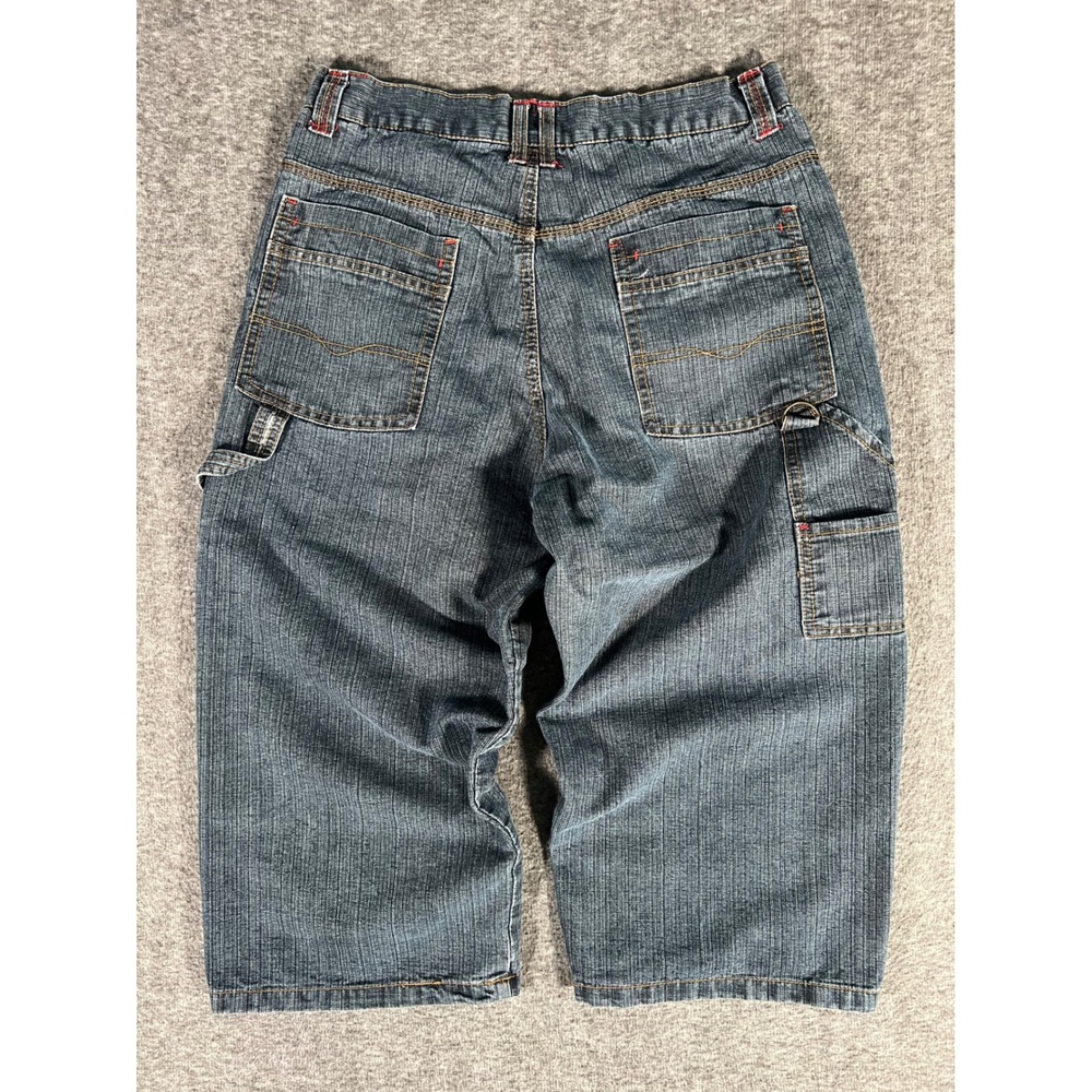Player 101 Vintage Y2K Baggy Carpenter Denim Shorts Blue W34 Skater Streetwear